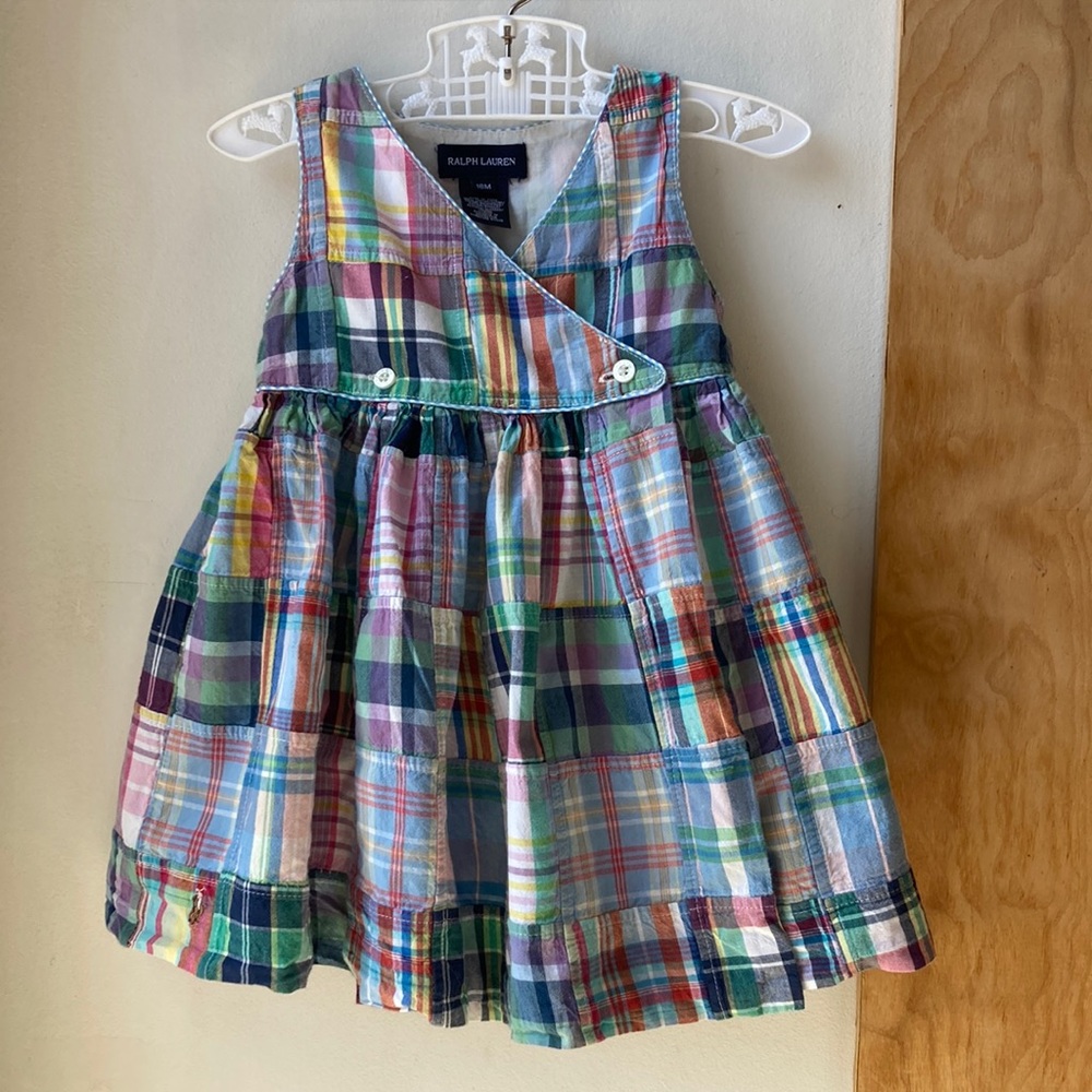 Ralph Lauren pastel madras plaid sleeveless Summer dress size 18m EUC